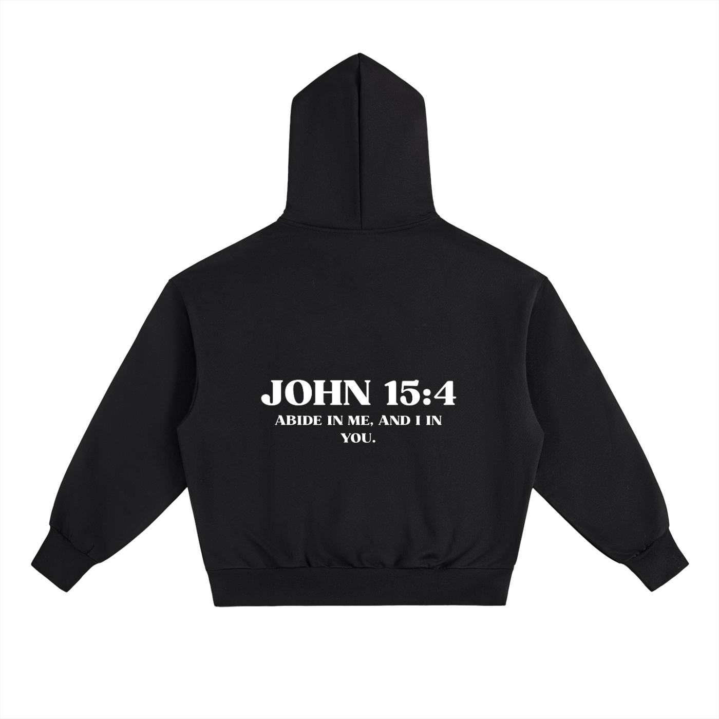 JOHN 15:4 Heavyweight Fleece Hoodie, black, alternate view — Abide Collection, EVERREMINDR CO.