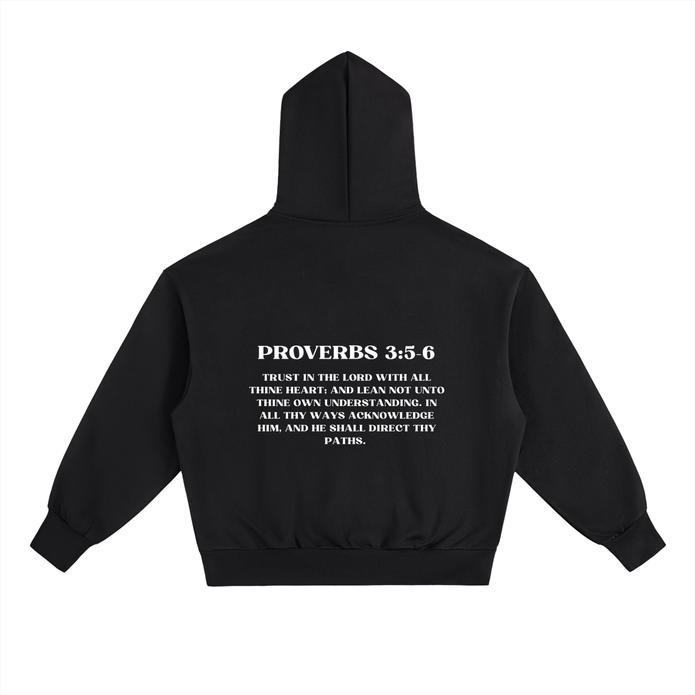 PROVERBS 3:5-6 Heavyweight Fleece Hoodie, black, alternate view — Trust Collection, EVERREMINDR CO.