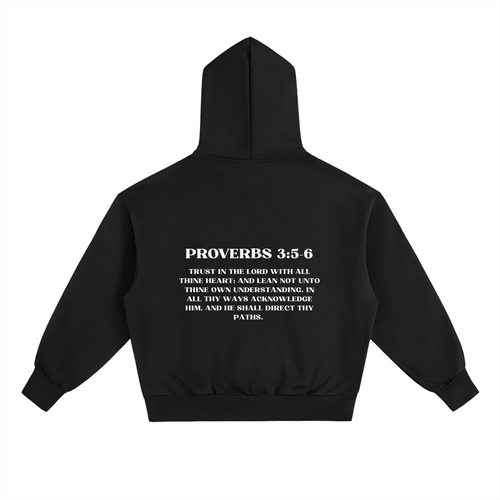 PROVERBS 3:5-6 Heavyweight Fleece Hoodie, black, alternate view — Trust Collection, EVERREMINDR CO.