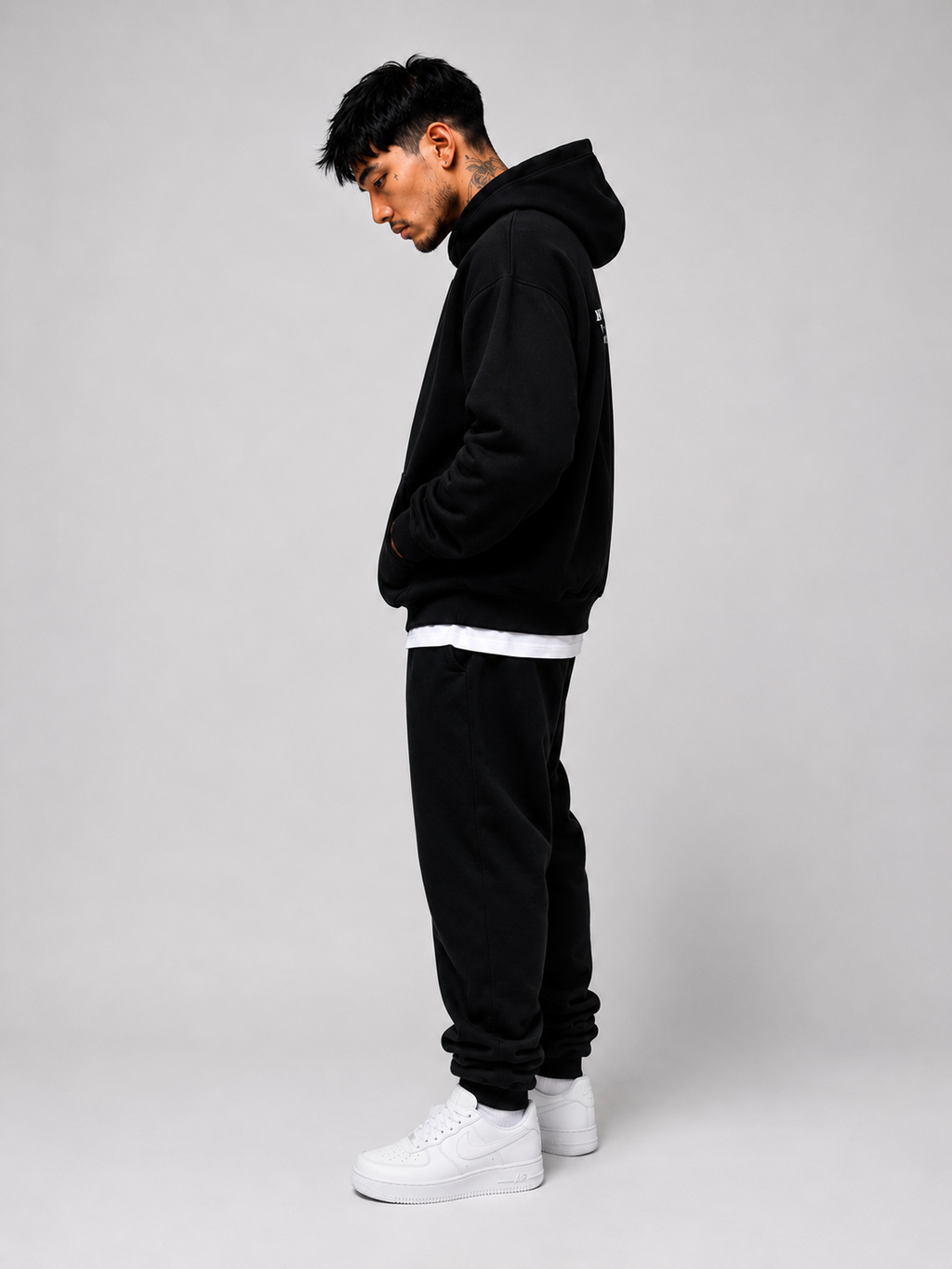 JOHN 15:4 Heavyweight Fleece Hoodie, black, lifestyle photo 5 — Abide Collection, EVERREMINDR CO.