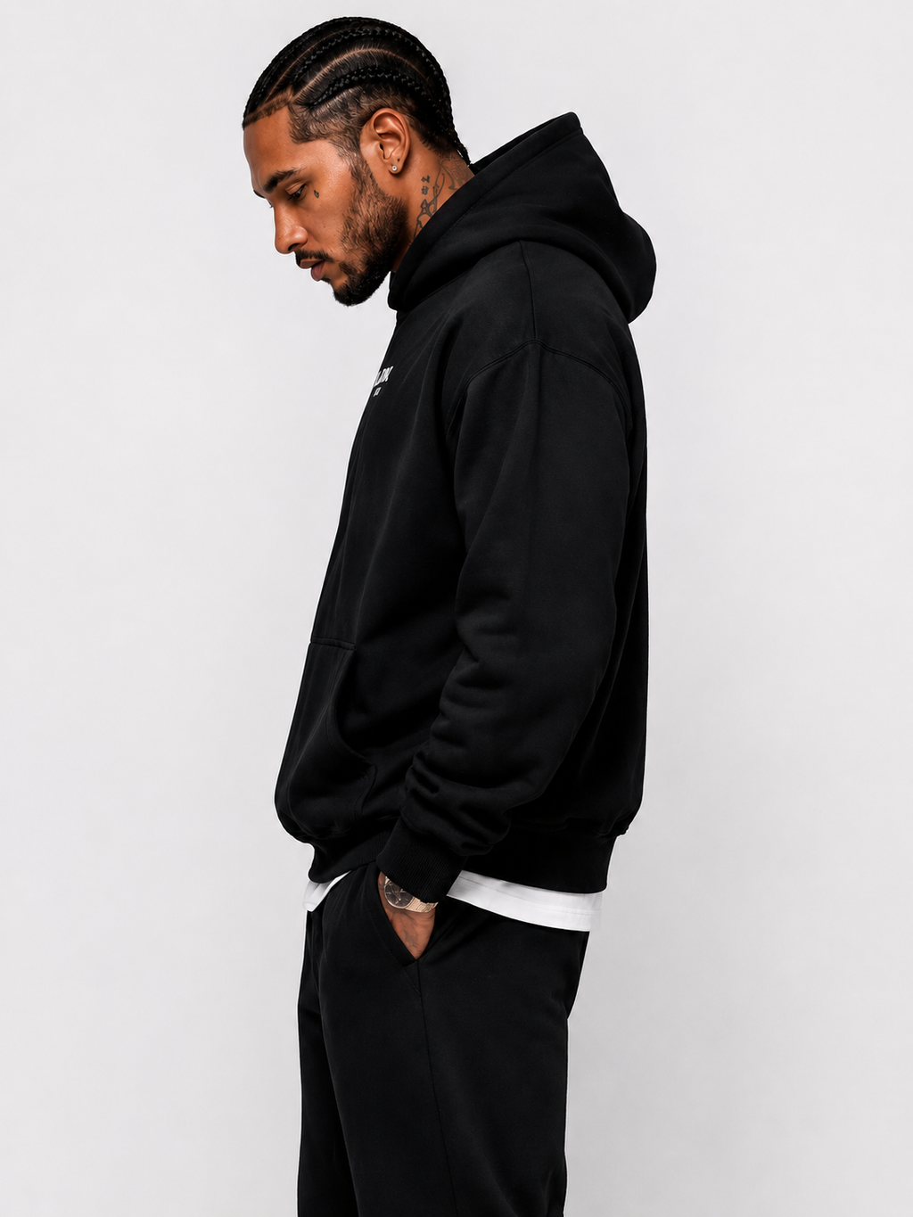EMMANUEL / GOD WITH US Heavyweight Fleece Hoodie, black, lifestyle photo 3