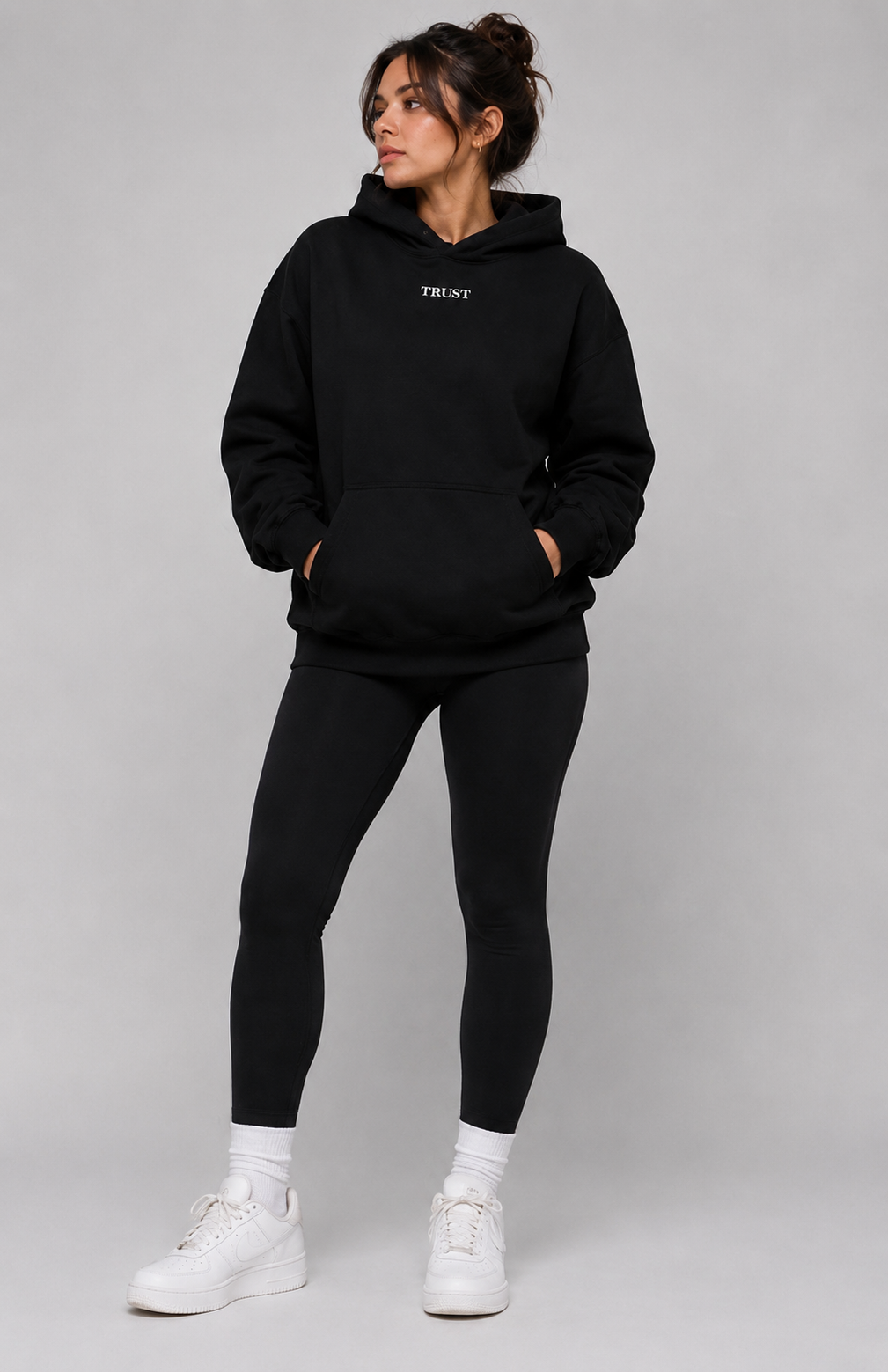 PROVERBS 3:5-6 Heavyweight Fleece Hoodie, black, lifestyle photo 4 — Trust Collection, EVERREMINDR CO.